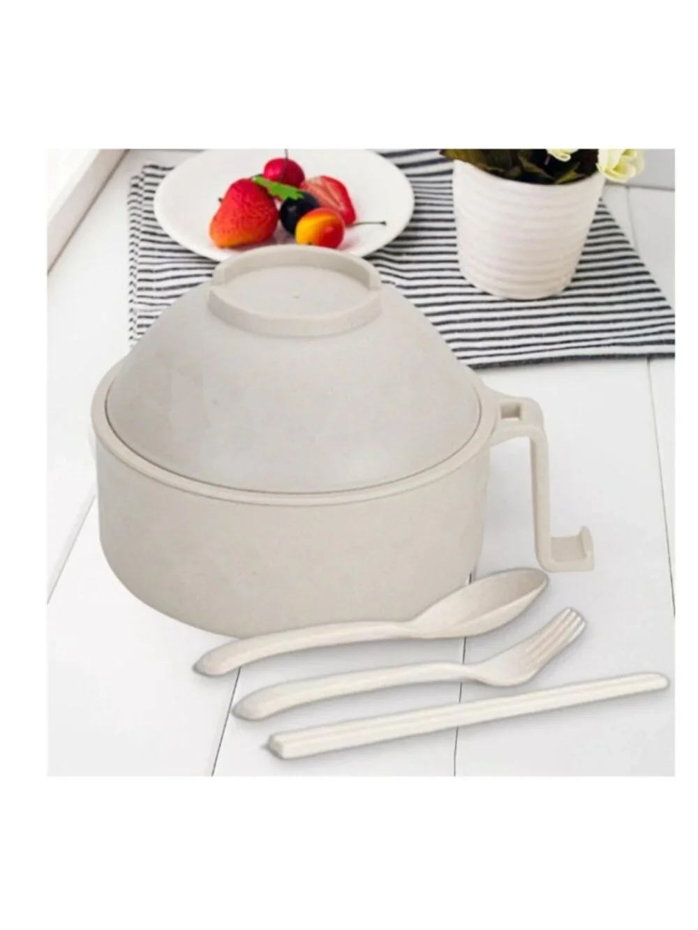 Multifunction Ramen Bowl Set with Lid, Spoon & Fork